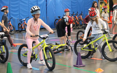 Learning to ride, right at school!