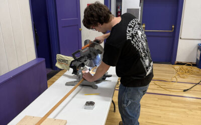 Wishram students build wooden bleachers